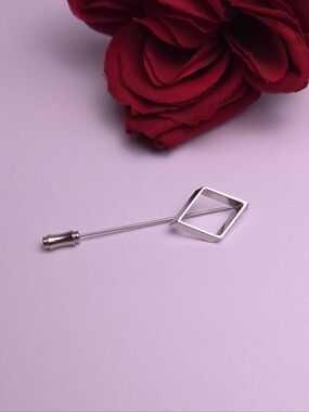 Vintage Silver Tone Geometric Hat Pin